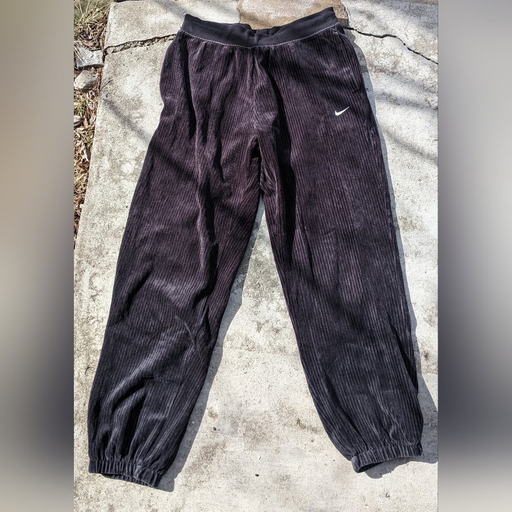 Nike Joggers Black Corduroy Womens Medium with Side pockets